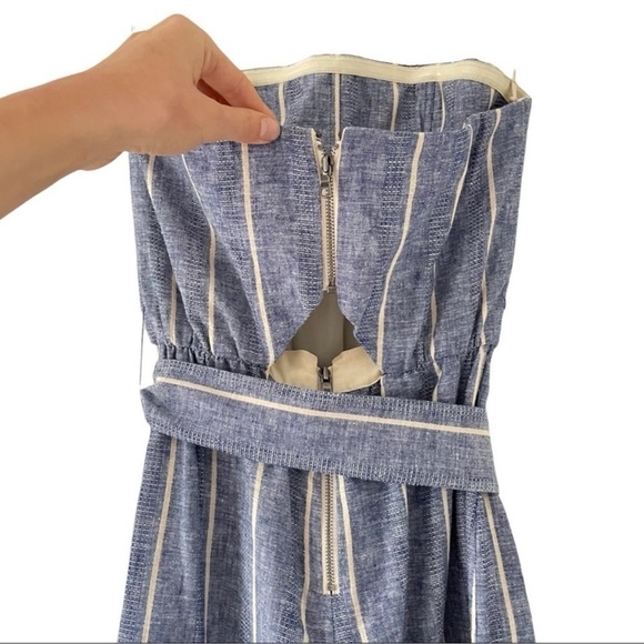 Alice + Olivia Lucie Strapless Striped Chambray Jumpsuit - Picture 6 of 8